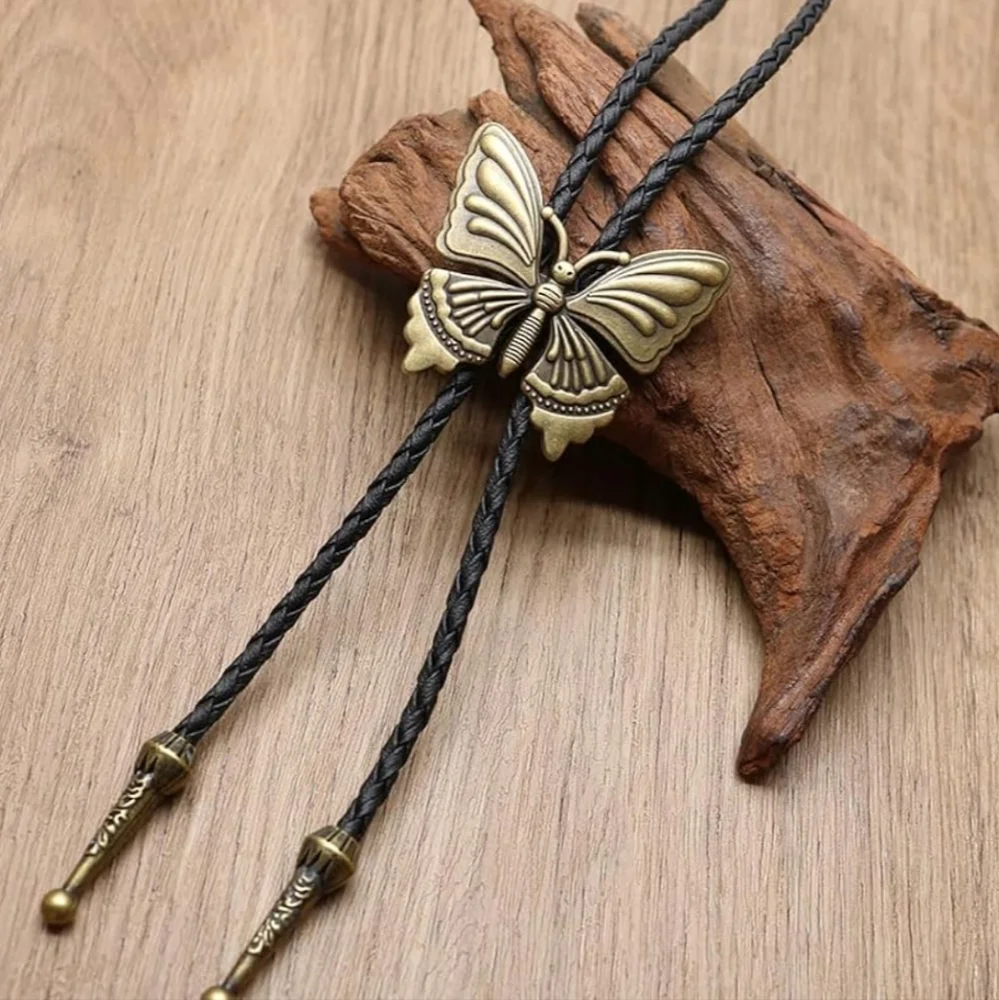 Butterfly Bolo Tie with Black Cord Fairy Whimsical Western Boho Southwestern